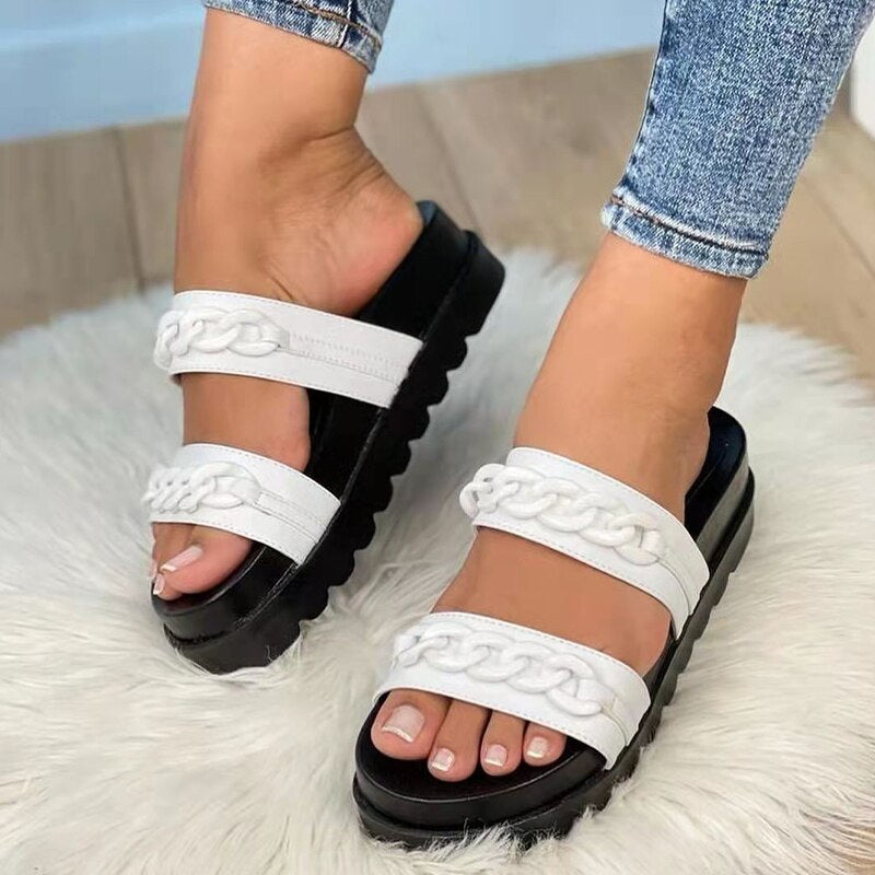 Women Flats Chain Slippers Platform Sandals - Horizon Bliss