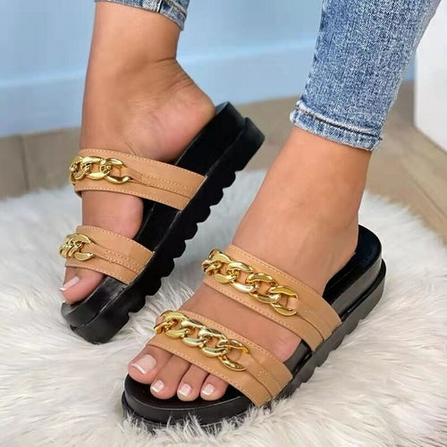 Women Flats Chain Slippers Platform Sandals - Horizon Bliss