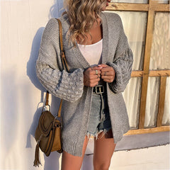 Loose Knitted Cardigans Long Lantern Sleeve Solid Oversized Knitwear - Horizon Bliss