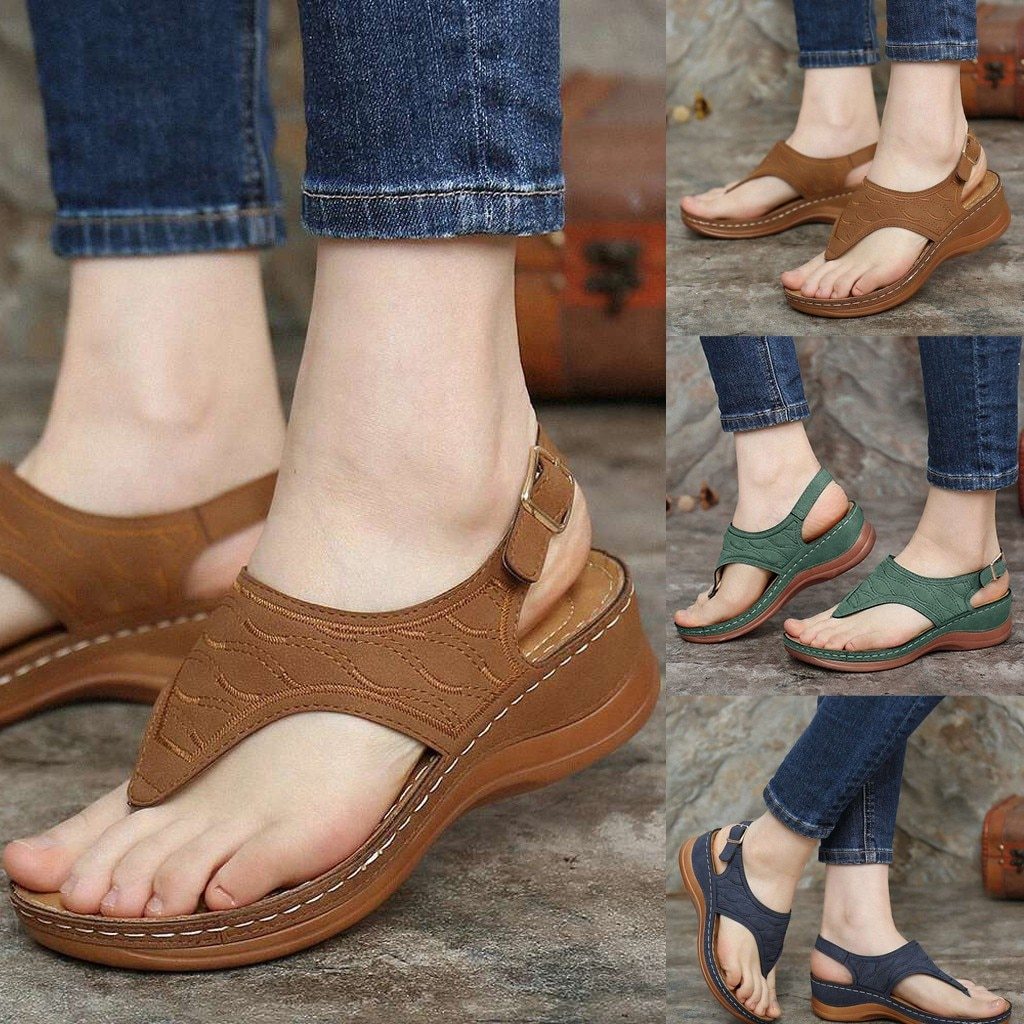 Women Sandals Clip Toe Vintage Flat Retro Shoes Woman Casual Female - Horizon Bliss