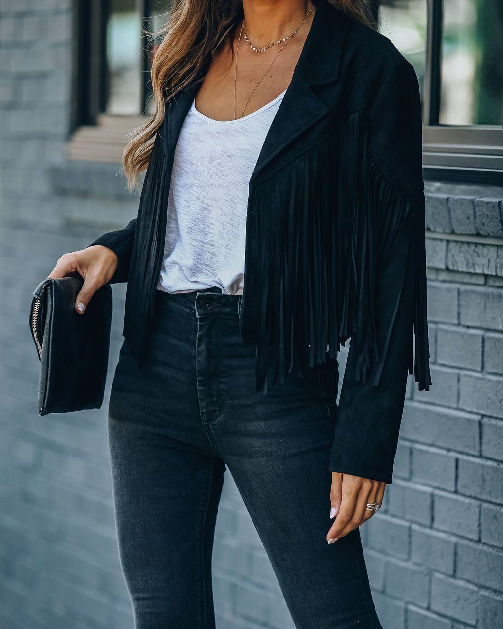 Fringed Hem Tassel Cardigan Crop Tops Motor Biker Jacket Suede Leather - Horizon Bliss