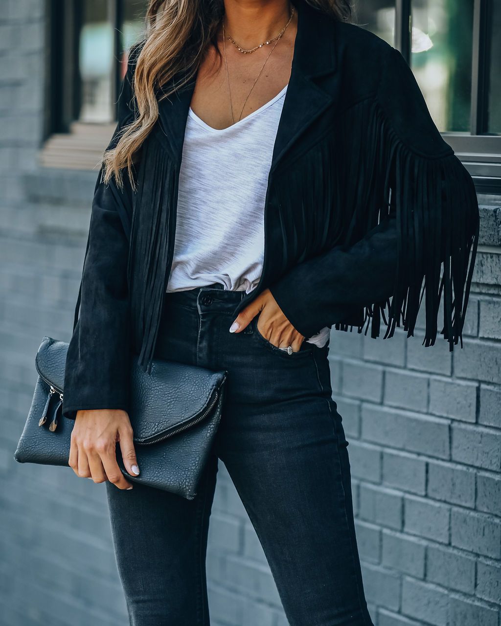 Fringed Hem Tassel Cardigan Crop Tops Motor Biker Jacket Suede Leather - Horizon Bliss