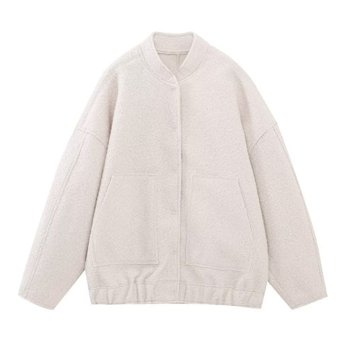 fashion coat With Pockets Fashion Plush Solid Outwear - Horizon Bliss