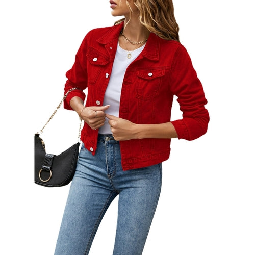 Women's Denim Jackets Fashion Female Casual Long Sleeve Lapel Solid - Horizon Bliss