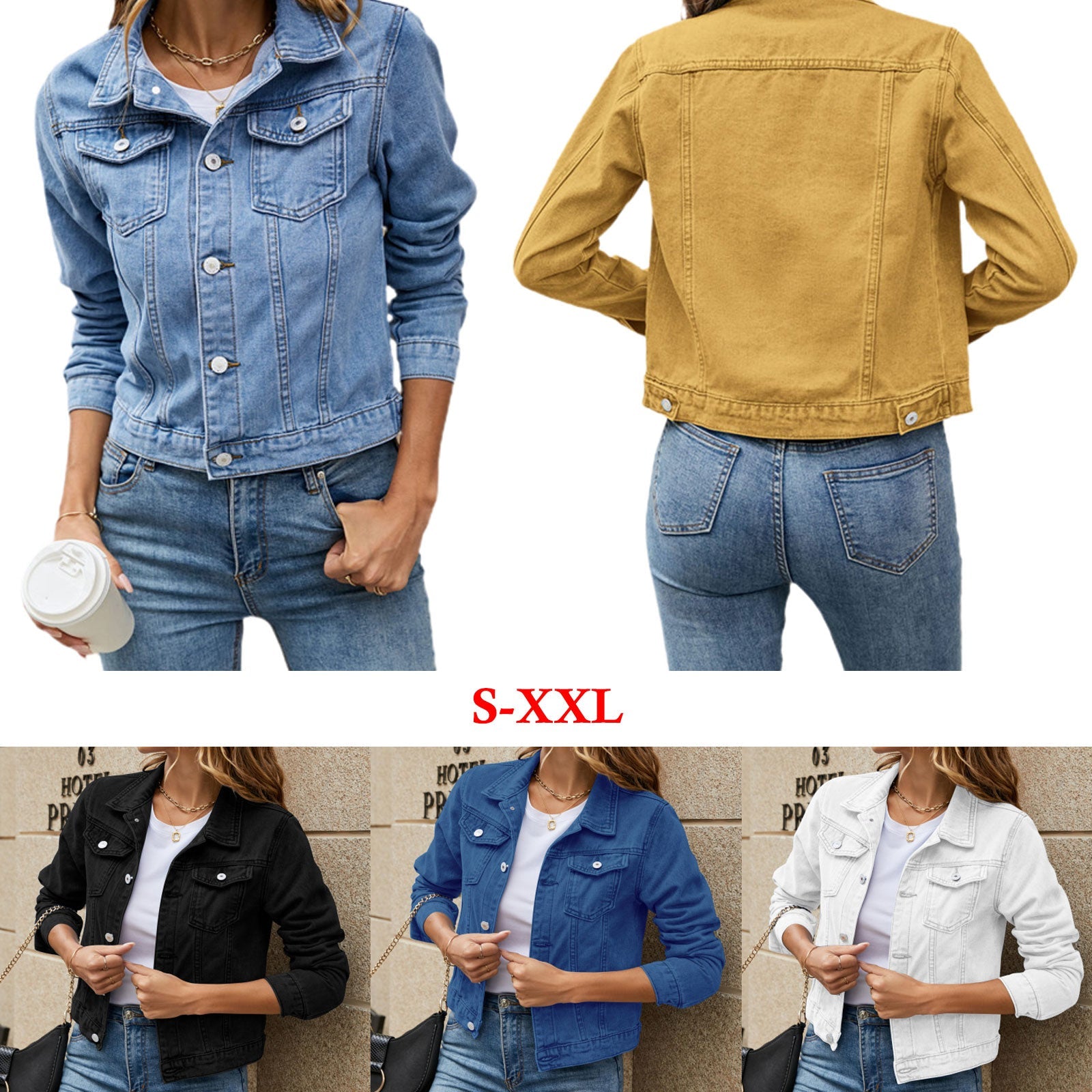 Women's Denim Jackets Fashion Female Casual Long Sleeve Lapel Solid - Horizon Bliss