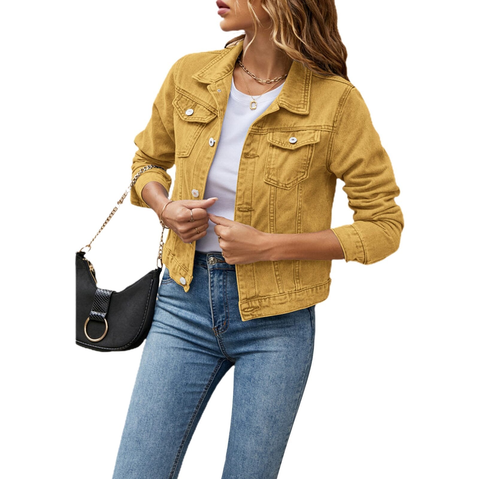 Women's Denim Jackets Fashion Female Casual Long Sleeve Lapel Solid - Horizon Bliss