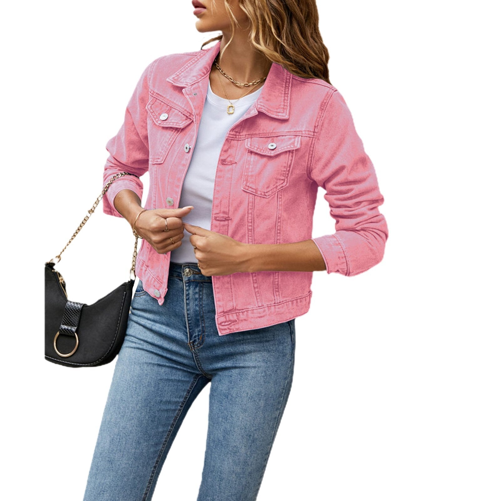 Women's Denim Jackets Fashion Female Casual Long Sleeve Lapel Solid - Horizon Bliss