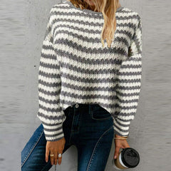 Casual Striped Knitted Sweater Loose Pullover Tops - Horizon Bliss