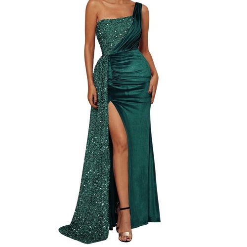 High End Fish Tail Banquet Temperament  Single Shoulder Dress - Horizon Bliss