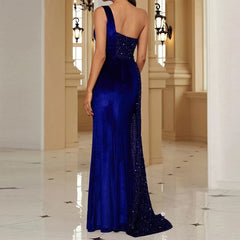 High End Fish Tail Banquet Temperament  Single Shoulder Dress - Horizon Bliss