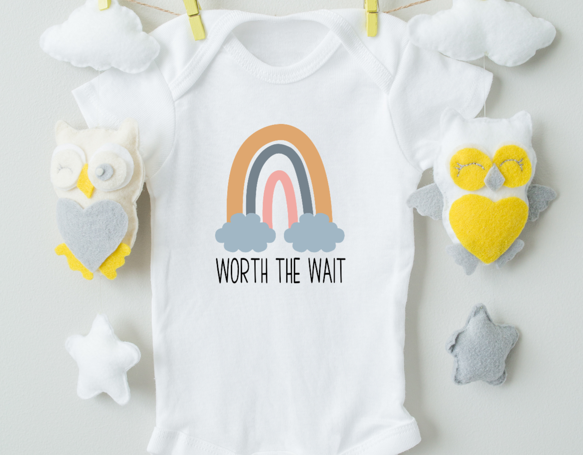 Worth The Wait Cotton Baby Bodysuit - Horizon Bliss