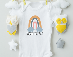 Worth The Wait Cotton Baby Bodysuit - Horizon Bliss