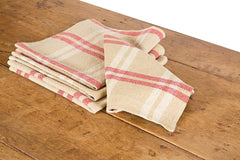 XD15012 Natural Linen Check Napkins,20"x20", Set of 4 - Horizon Bliss