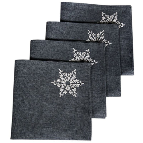 XD17141 Glisten Snowflake Napkins, 20"x20", Set of 4 - Horizon Bliss