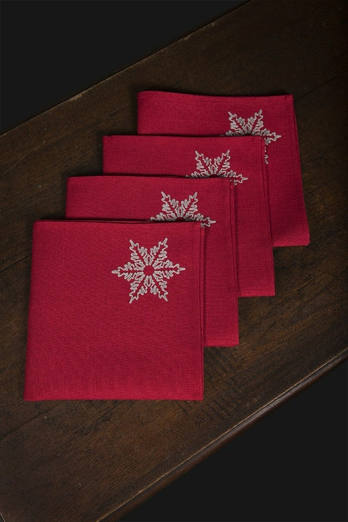 XD17141 Glisten Snowflake Napkins, 20"x20", Set of 4 - Horizon Bliss