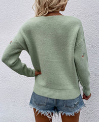 Loose Flower Knit Bottoming Sweater - Horizon Bliss