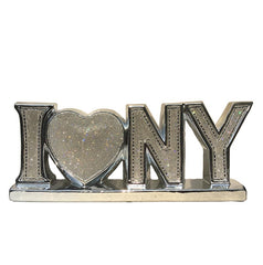 Ambrose "I Love New York" Ceramic Chrome Plated Table Top in Diamond