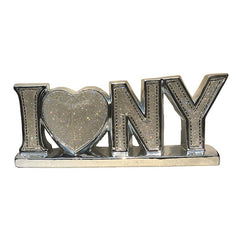 Ambrose "I Love New York" Ceramic Chrome Plated Table Top in Diamond