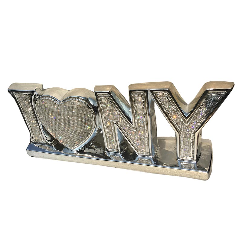 Ambrose "I Love New York" Ceramic Chrome Plated Table Top in Diamond