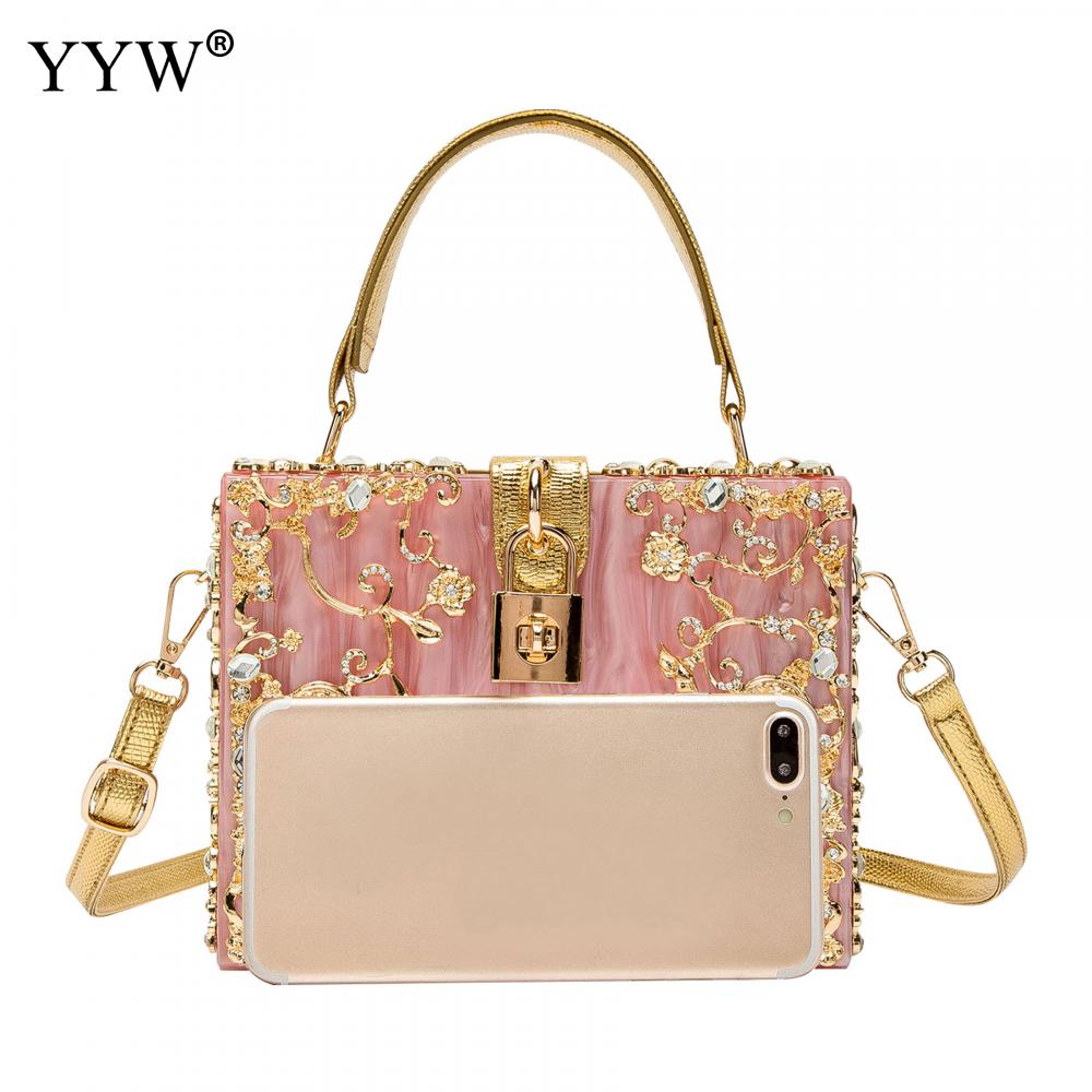 Acrylic Handbags Women 2022 Fashion Flower Shoulder Bags Evening Party