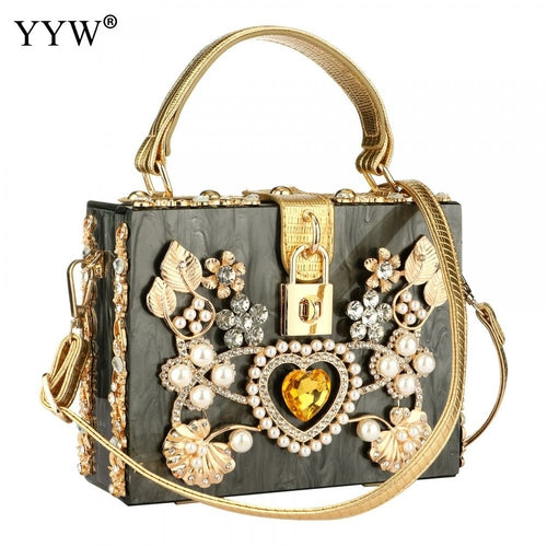 Acrylic Handbags Women 2022 Fashion Flower Shoulder Bags Evening Party