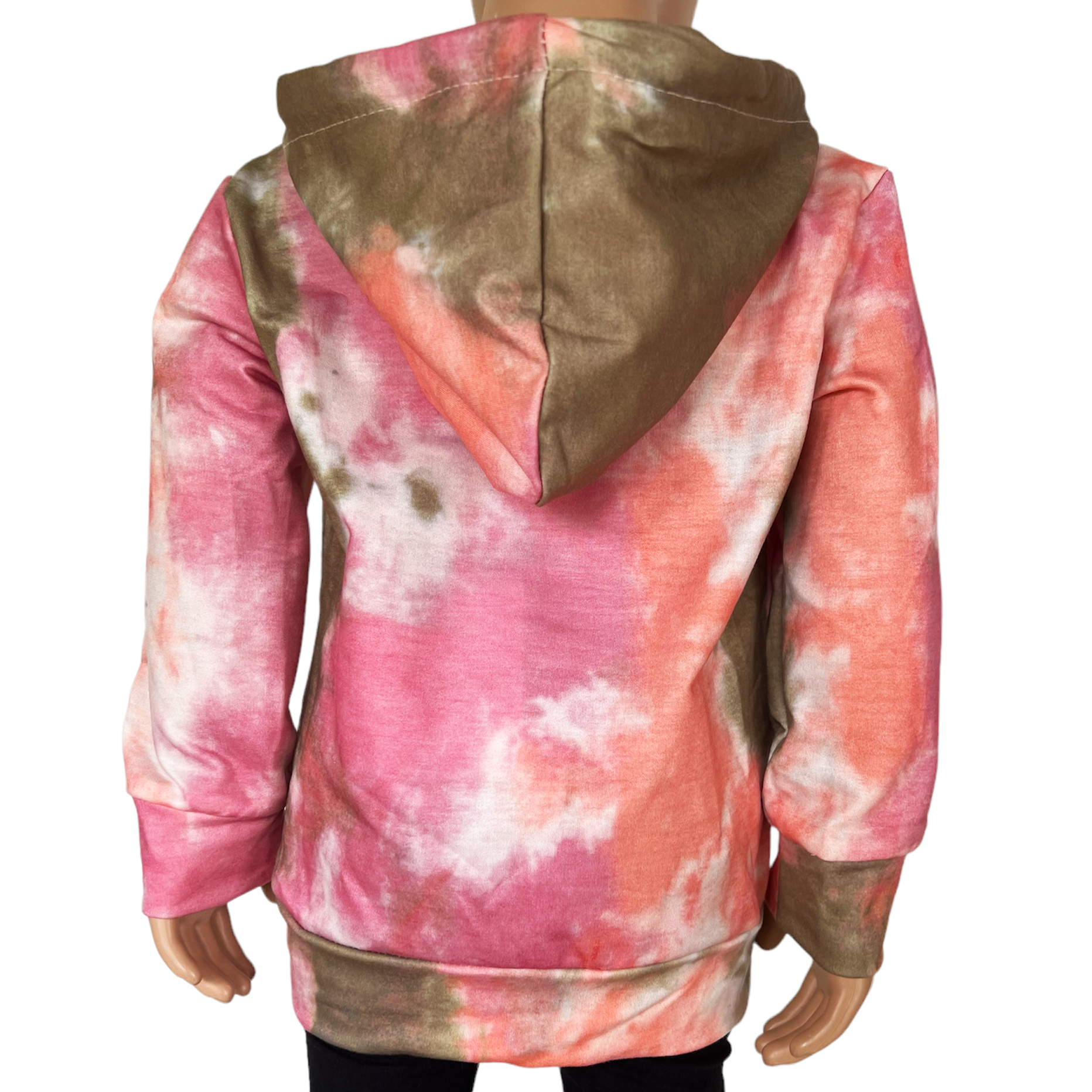 Girls Boutique Pink Green Tie Dye Hoodie Sweatshirt Top - Horizon Bliss