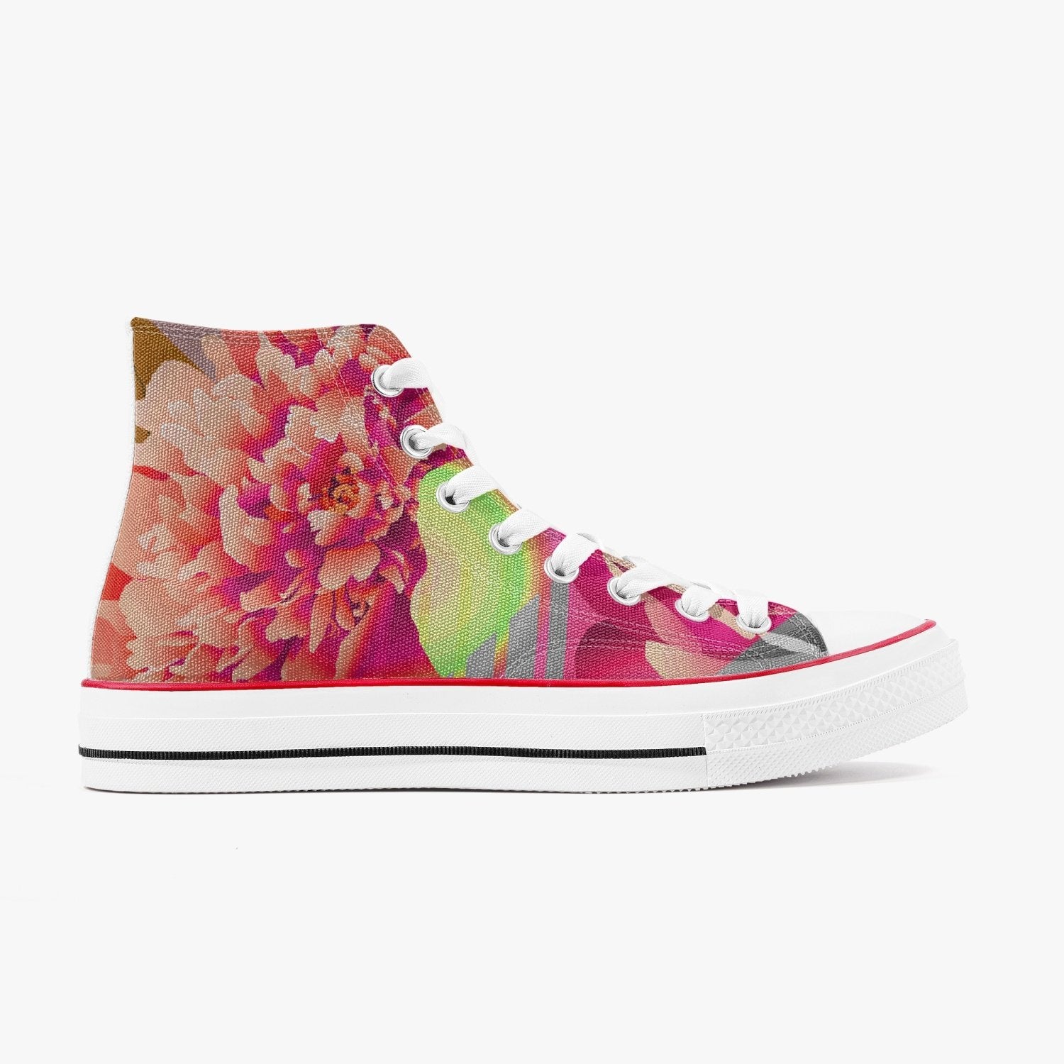 Jacki Easlick Couture Floral Neon High-Top Canvas Sneakers