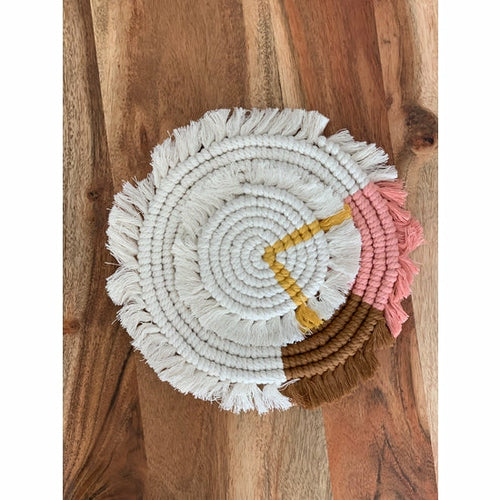 Macramé Drink Coasters, (7inch)