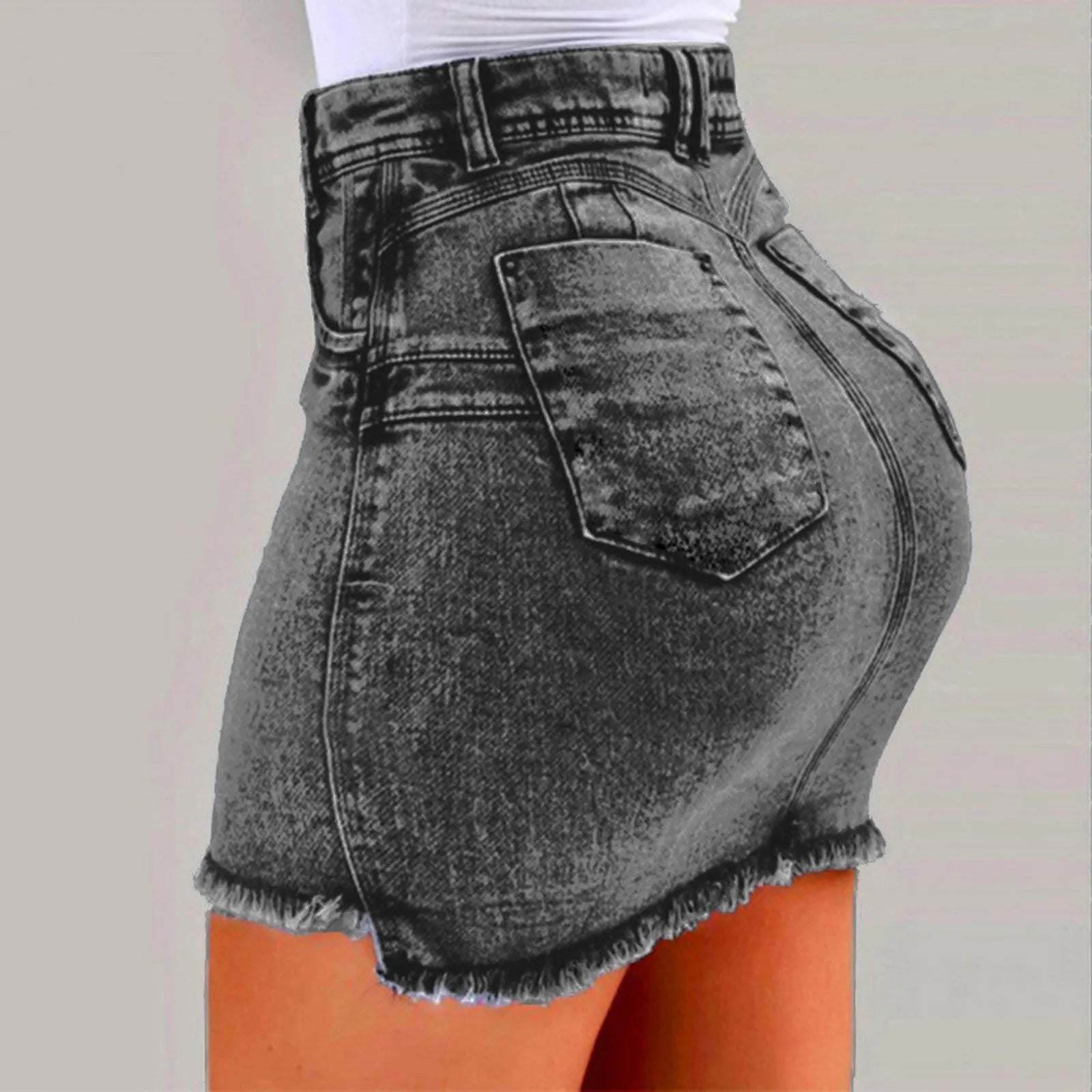 Women's High Stretch A-Line Mini Skirt in Washed Denim