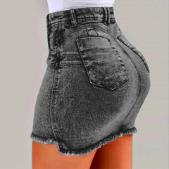 Women's High Stretch A-Line Mini Skirt in Washed Denim