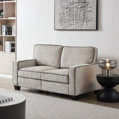 Living Room Sofa Loveseat with Storage Beige Corduroy - Horizon Bliss