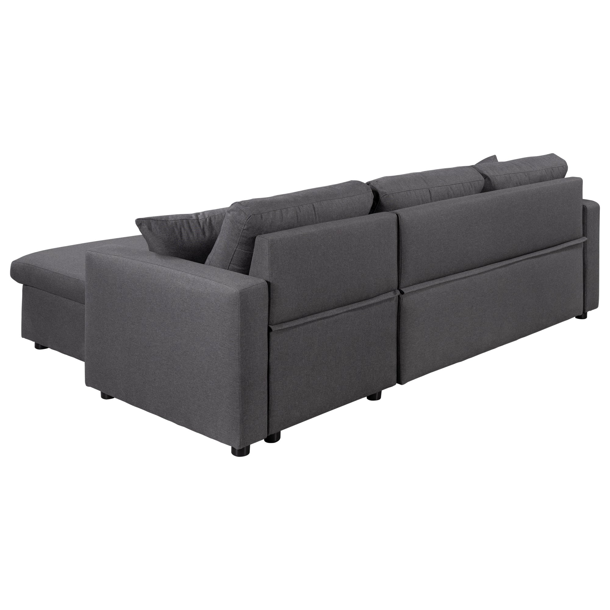 Upholstery  Sleeper Sectional Sofa Grey with Storage Space, 2 Tossing - Horizon Bliss