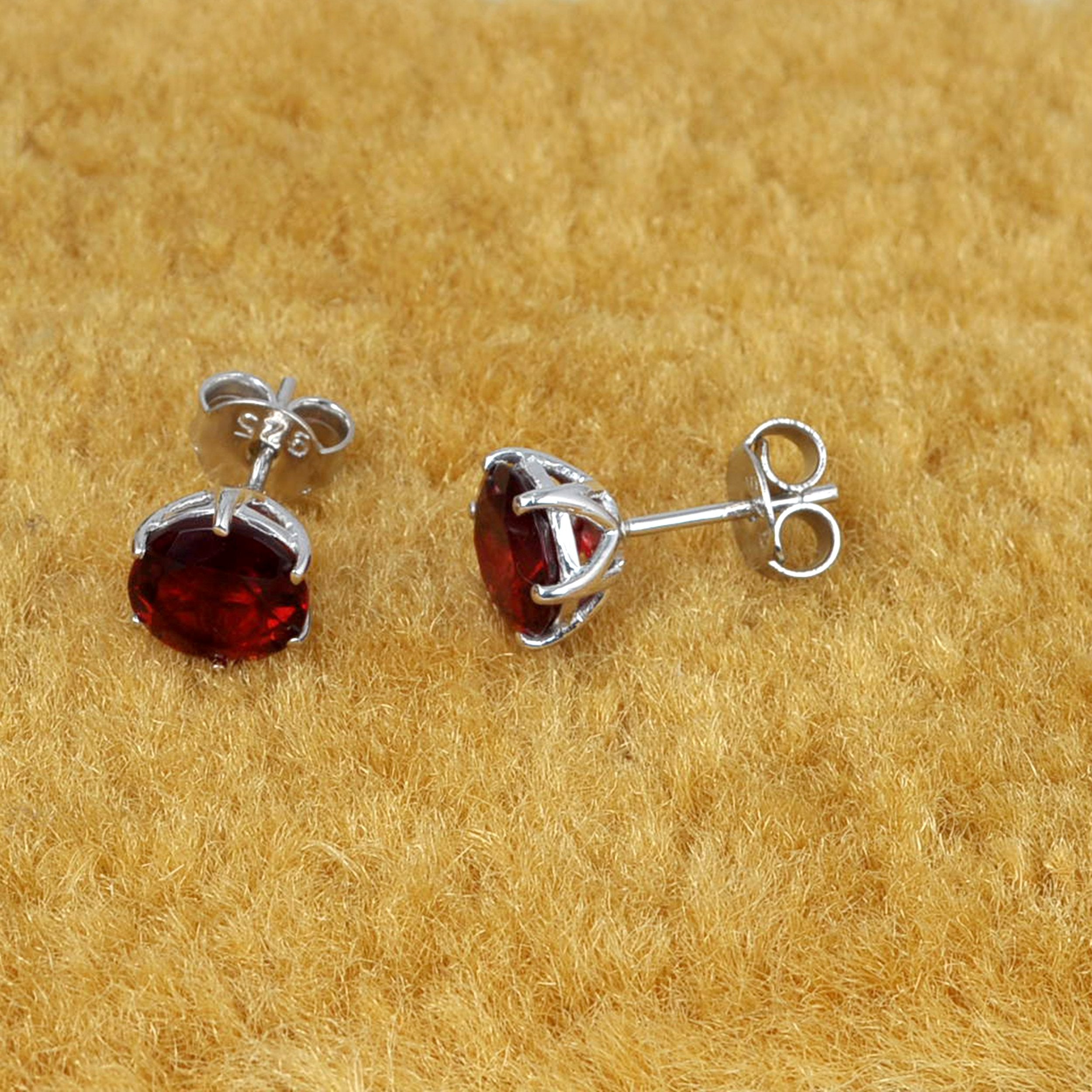 Multi Gemstone Stud Earrings Sterling Silver