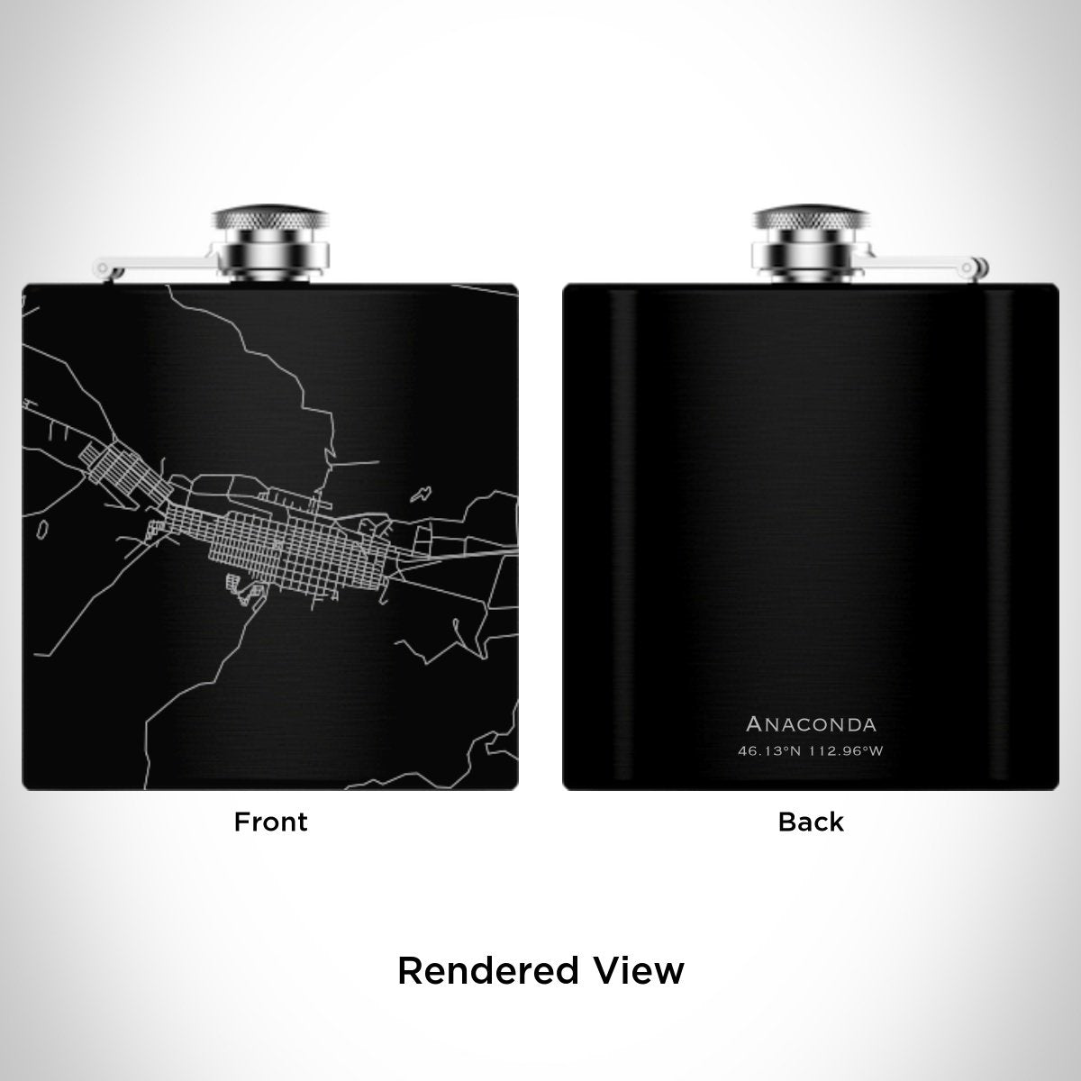 Anaconda - Montana Map Hip Flask in Matte Black