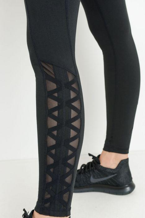 Highwaist Hybrid Mesh & Lattice Straps Full Pocket Leggings