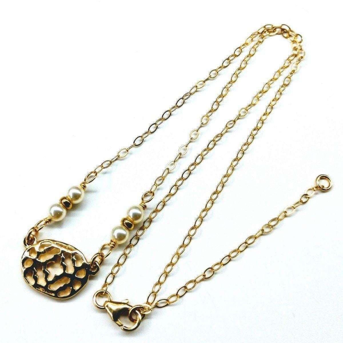 As Seen on Molly Ringwald Gold Filled Filigree Pearl Choker Necklace - Horizon Bliss