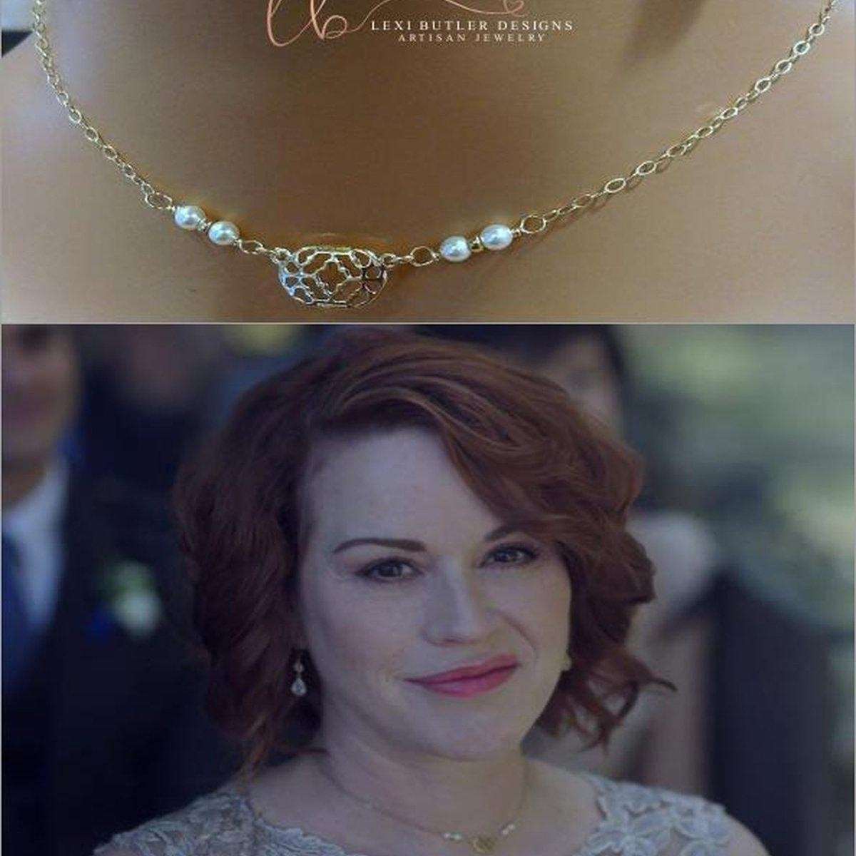 As Seen on Molly Ringwald Gold Filled Filigree Pearl Choker Necklace - Horizon Bliss