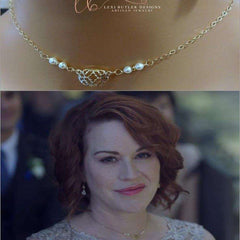 As Seen on Molly Ringwald Gold Filled Filigree Pearl Choker Necklace - Horizon Bliss