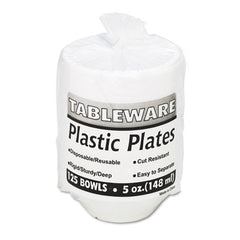 Tablemate 5244WH Plastic Dinnerware  Bowls  Five Ounces  White  125 pe