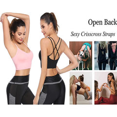 Dual Strap Cross Back Sports Bra with Padded Support Tank Top for