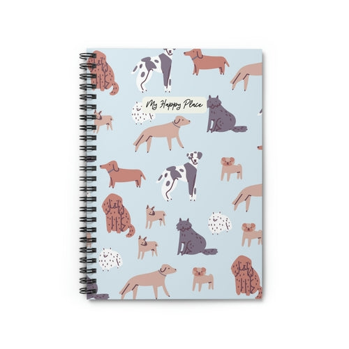 My Happy Place Dog Pattern Spiral Notebook - Horizon Bliss