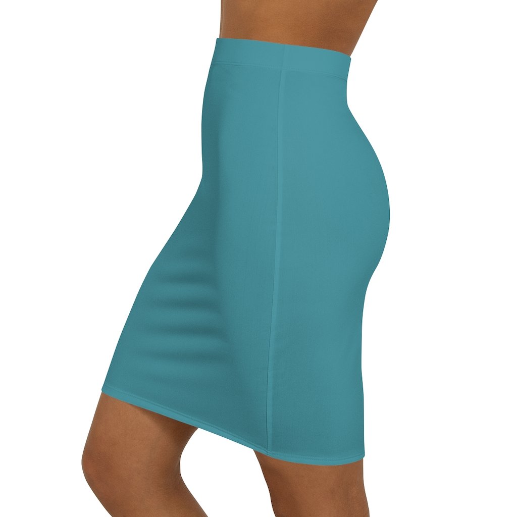 Womens Pencil Skirt, Aqua Green Stretch Mini - Horizon Bliss