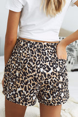 Leopard Print Drawstring Elastic Waist Pocketed Casual Shorts - Horizon Bliss