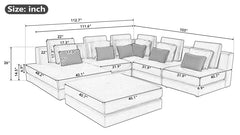 112.7" Modular Sectional Sofa Corner Sofa Chaise Lounge with Movable - Horizon Bliss