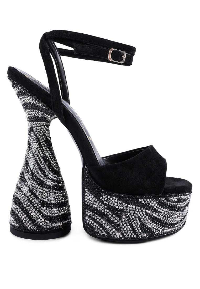 backstage rhinestone embellished ultra high platform sandals - Horizon Bliss