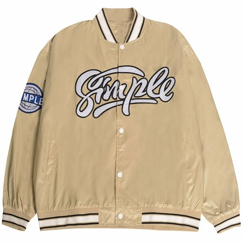 Baseball Jacket Men Letter Embroidery Patch Bomber Coats Autumn - Horizon Bliss