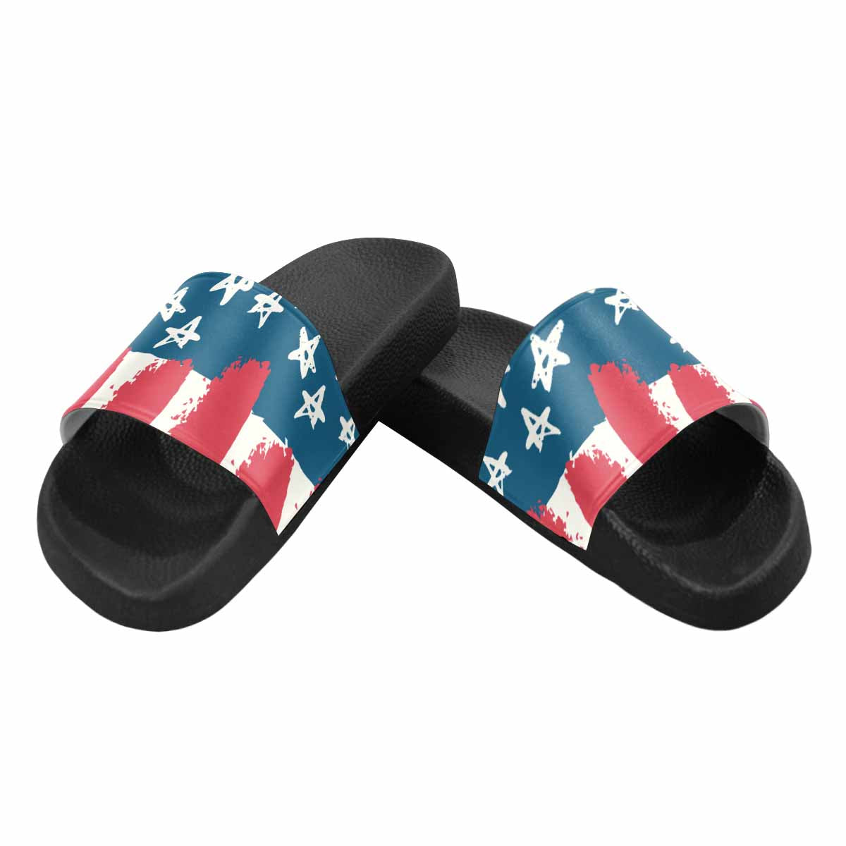 Mens Slide Sandals, Stars And Stripes Print - Horizon Bliss