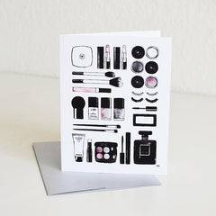 Cosmetic Make Up Illustration Blank Card