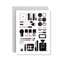 Cosmetic Make Up Illustration Blank Card