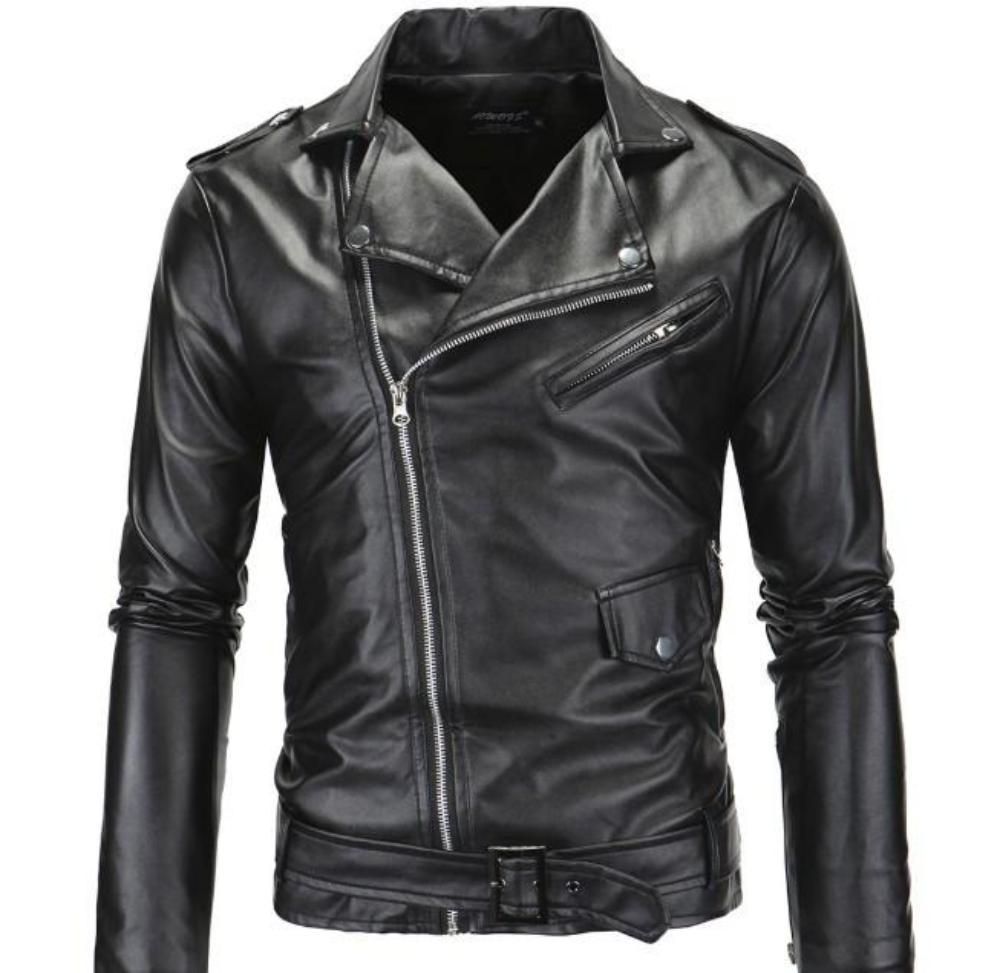 Ninja Stealth Black Mens  Faux Leather Biker Jacket - Horizon Bliss